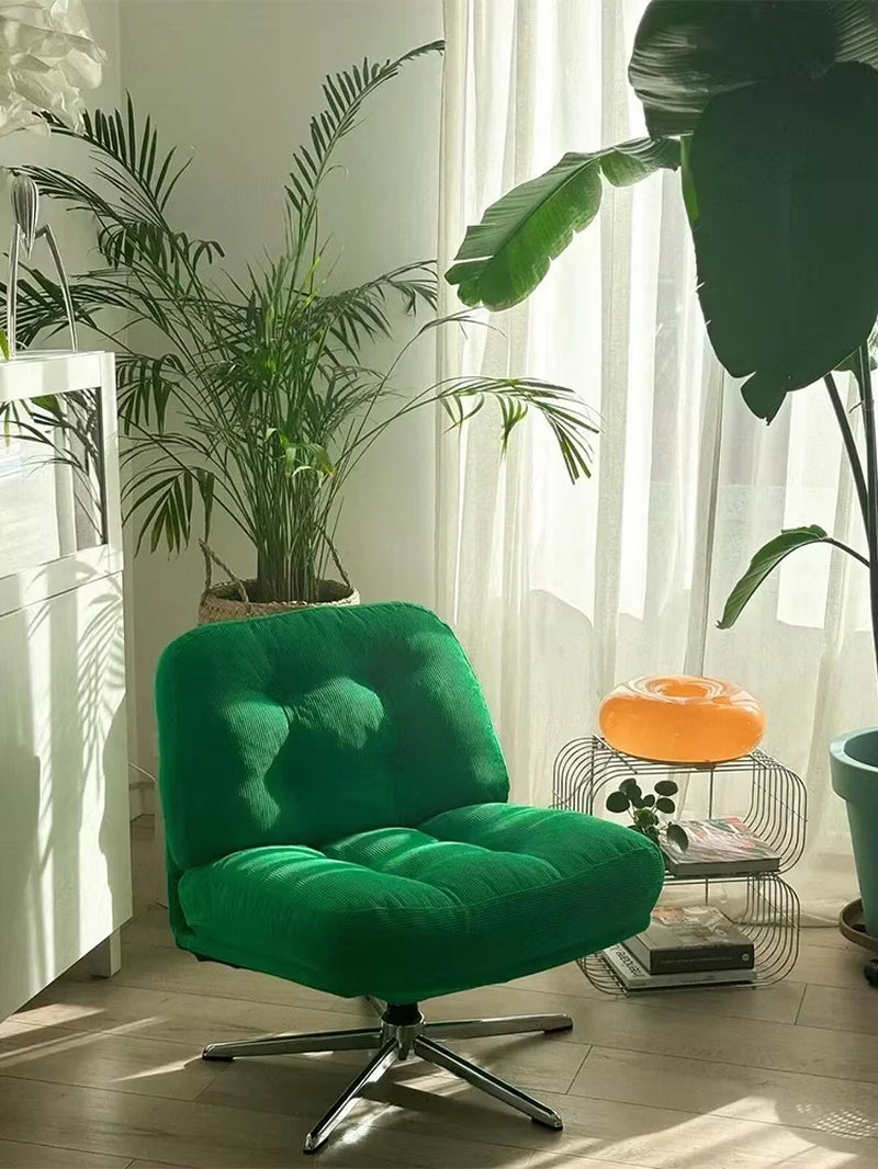 Luxury Single Sofa Chair Green Corduroy Fabric Home Living Room Desk Back Chair Bedroom Makeup Stool