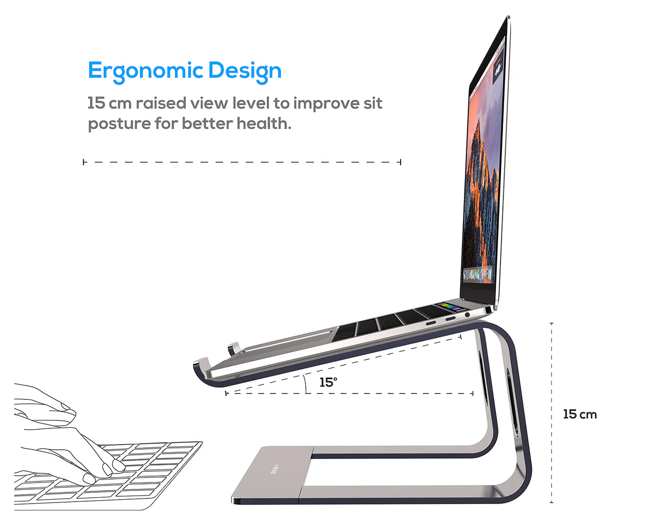 Elevated Laptop Stand - Space Grey