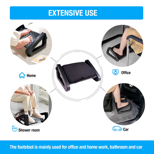 Scalebeard under Desk Footrest with Massage Surface Ergonomic 6 Height Position Adjustable Foot Stool with Firm Non-Slip Legs