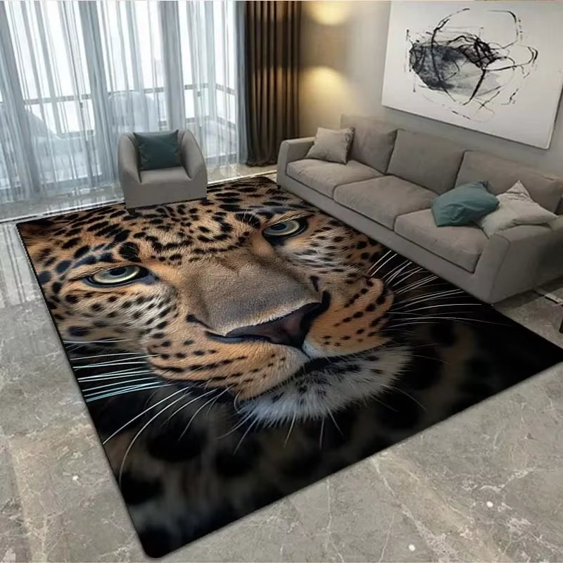 3D Black Panther Living Room Carpet Large Area Carpet Animal Lion Tiger Bedroom Home Decor Tribal Bedroom Carpet Decoration