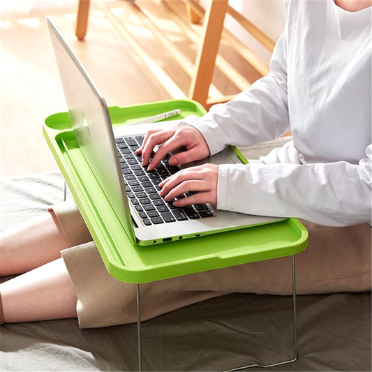 Folding Computer Desk with Cup Holder, Portable Bed Laptop Desks Creative Mobile Phone Card Slot Study Table Stand Notebook Desk