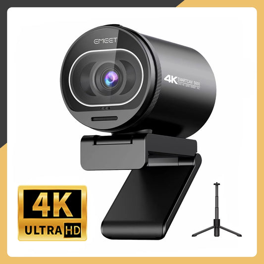 Webcam 4K Web Camera 1080P 60FPS USB Streaming Camera with 2 Noise Reduction Mics for Gaming/Youtube/Video Calling