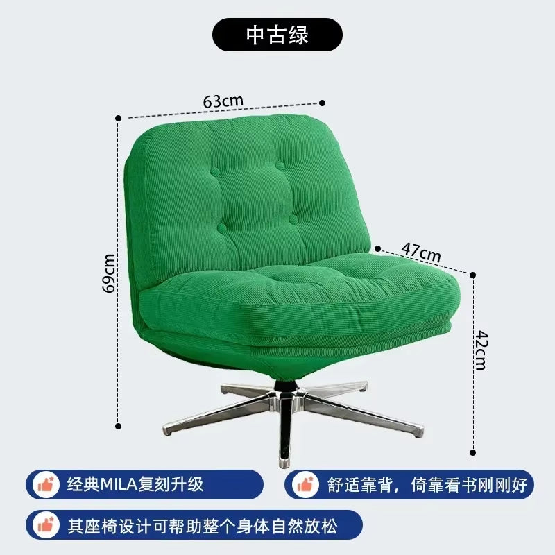 Luxury Single Sofa Chair Green Corduroy Fabric Home Living Room Desk Back Chair Bedroom Makeup Stool
