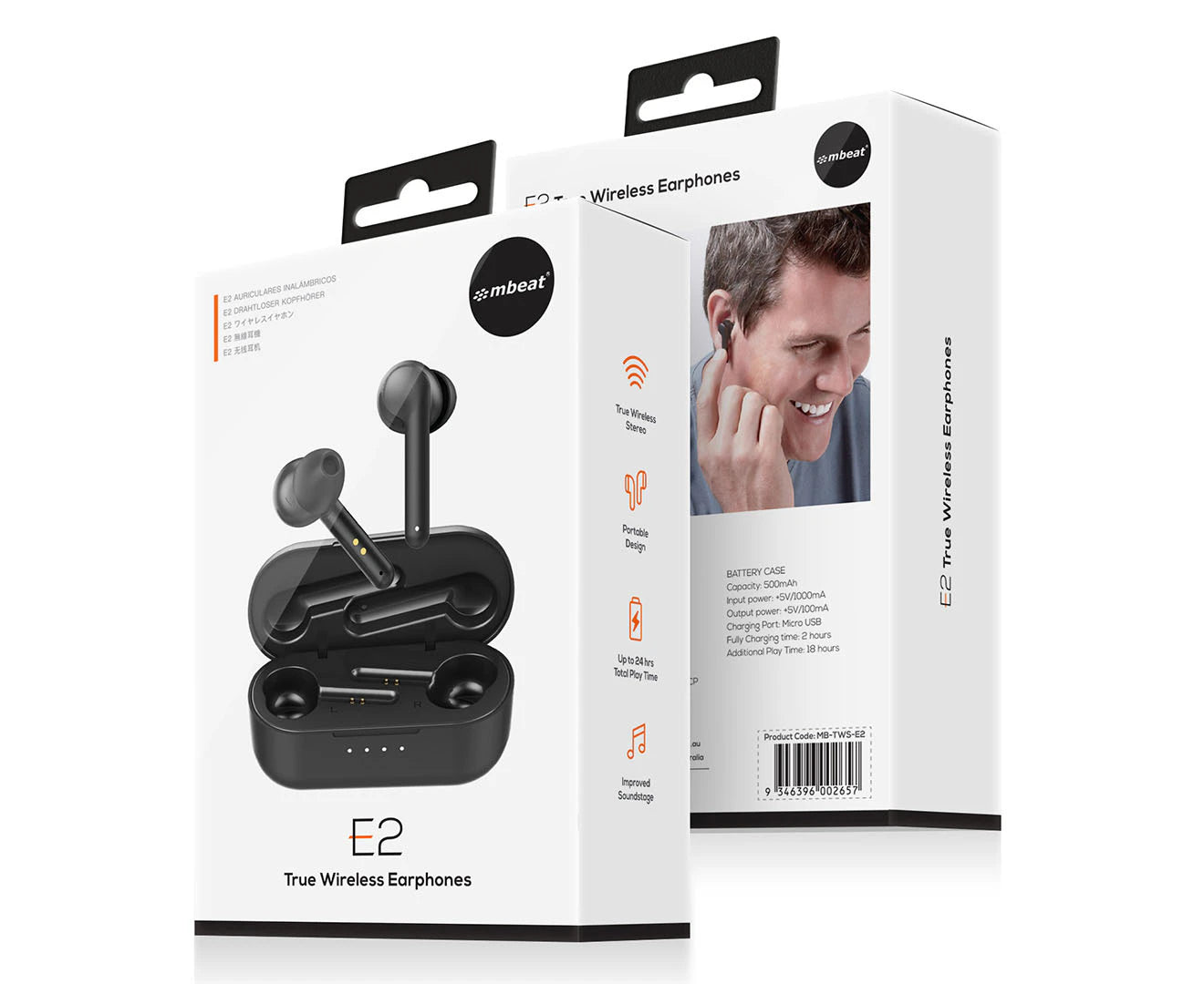E2 True Wireless Earphones - Black