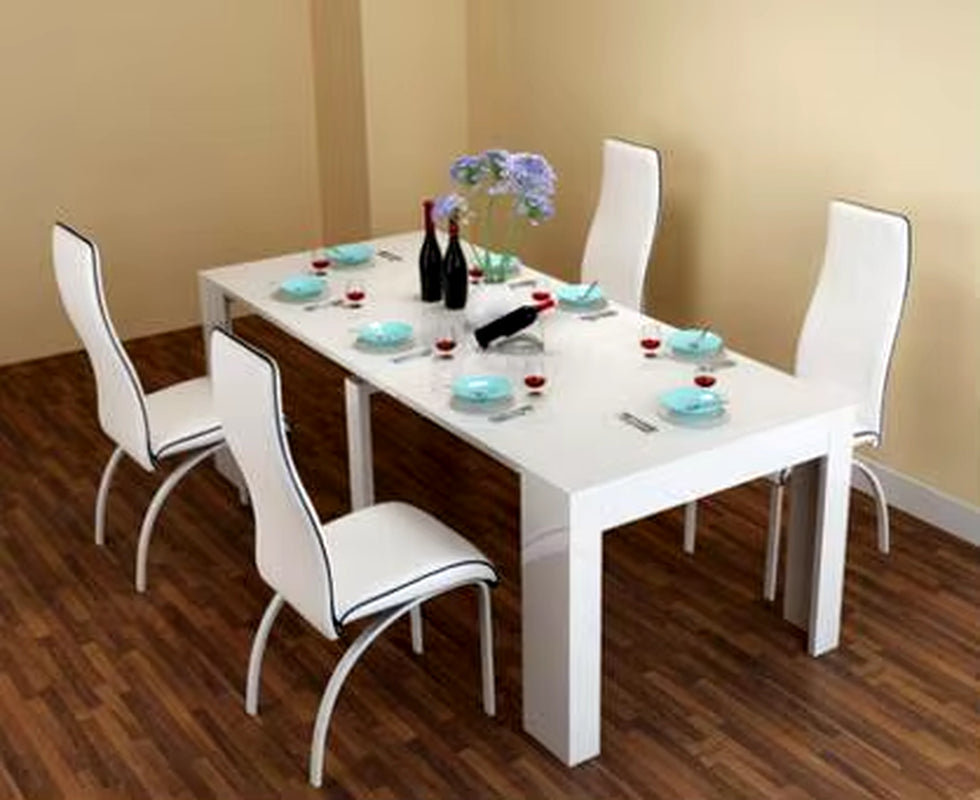 Stretch Table. Fold the Dining Table and Chairs.
