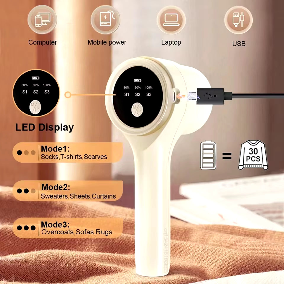 Lint Remover for Clothing Electric Pellet Fluff Remover Rechargeable Portable Fabric Hairball Shaver Removes Lint from Clothes