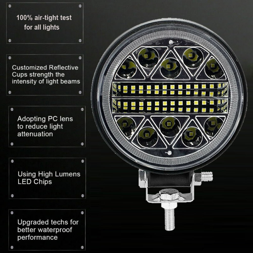 SUHU 2Pcs 4in Round Led Work Lights 13600LM LED Spot Flood Beam Driving Light Engineering Headlights Off-road LED Round Headlamp