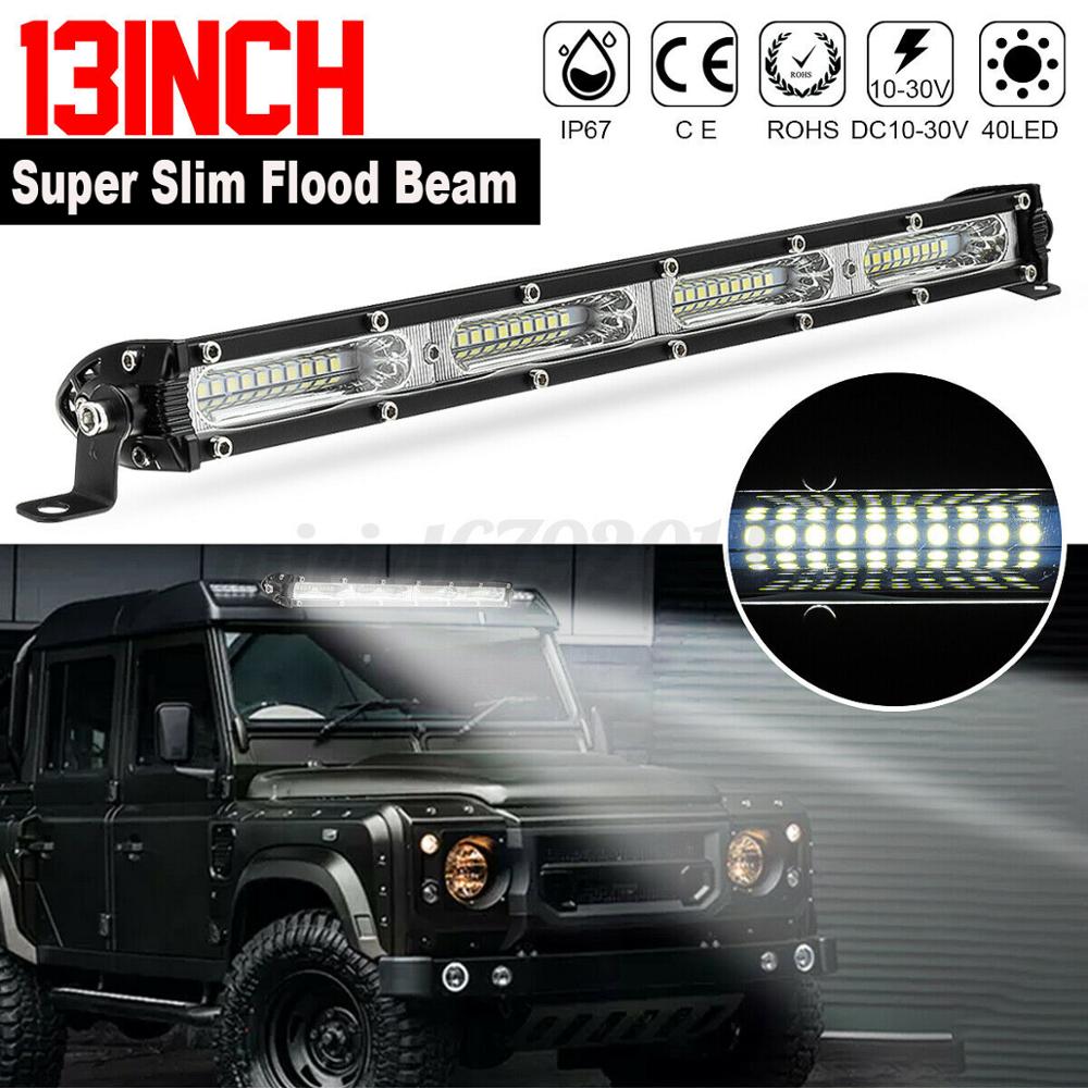 Single Row 13" Slim Offroad Car LED Work Light Bar 60W Flood Beam 12inch LED Bars for Truck SUV ATV 4X4 Fog Driving Lamp