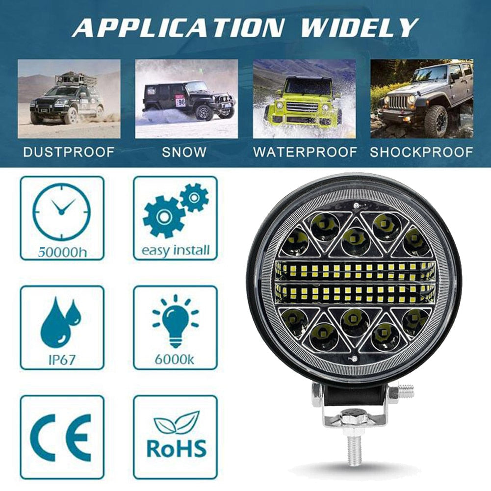 SUHU 2Pcs 4in Round Led Work Lights 13600LM LED Spot Flood Beam Driving Light Engineering Headlights Off-road LED Round Headlamp