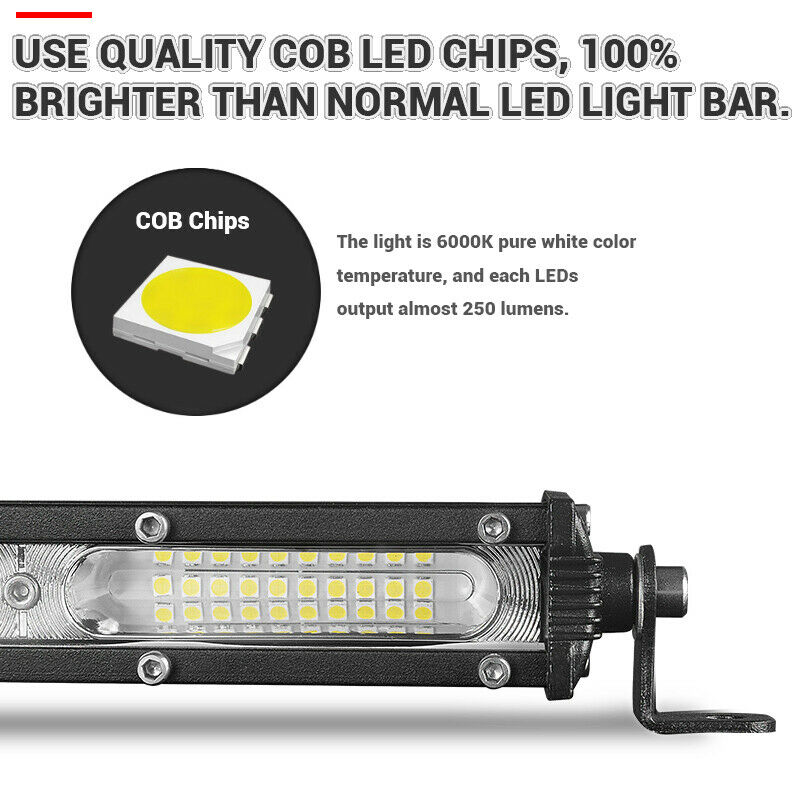 Single Row 13" Slim Offroad Car LED Work Light Bar 60W Flood Beam 12inch LED Bars for Truck SUV ATV 4X4 Fog Driving Lamp