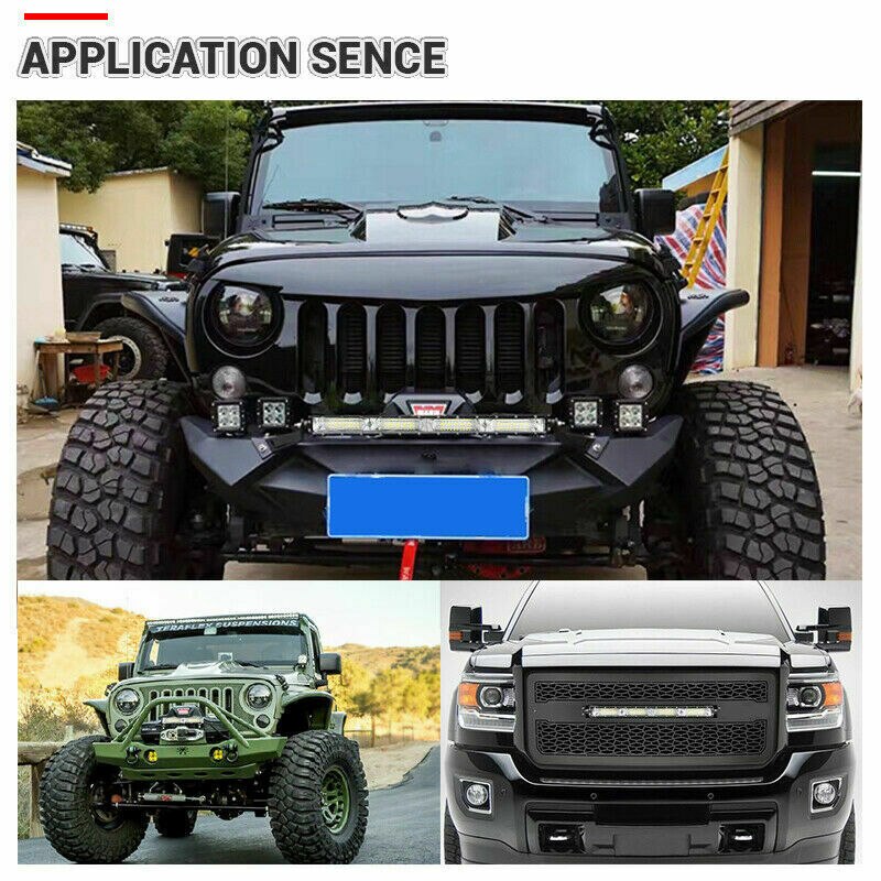Single Row 13" Slim Offroad Car LED Work Light Bar 60W Flood Beam 12inch LED Bars for Truck SUV ATV 4X4 Fog Driving Lamp