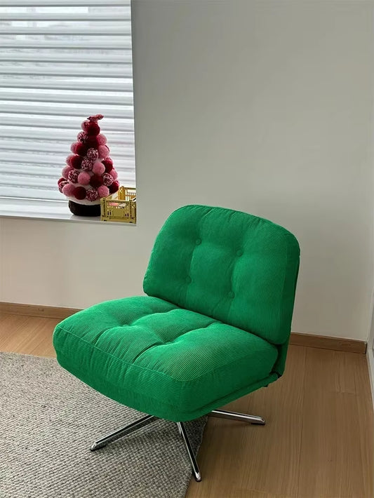 Luxury Single Sofa Chair Green Corduroy Fabric Home Living Room Desk Back Chair Bedroom Makeup Stool