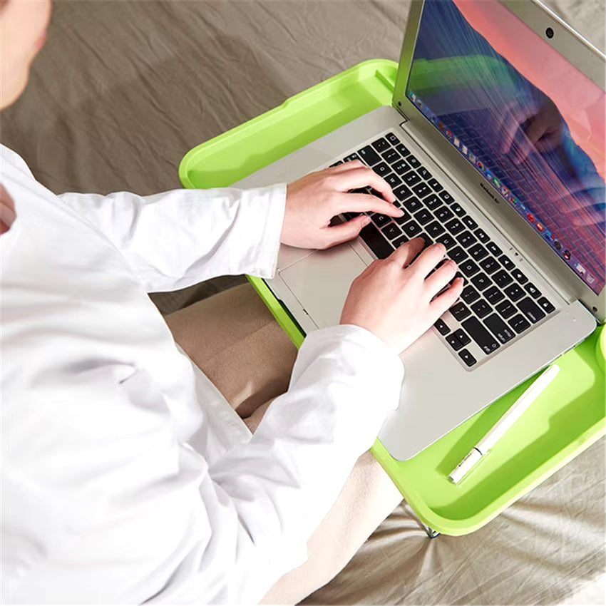 Folding Computer Desk with Cup Holder, Portable Bed Laptop Desks Creative Mobile Phone Card Slot Study Table Stand Notebook Desk