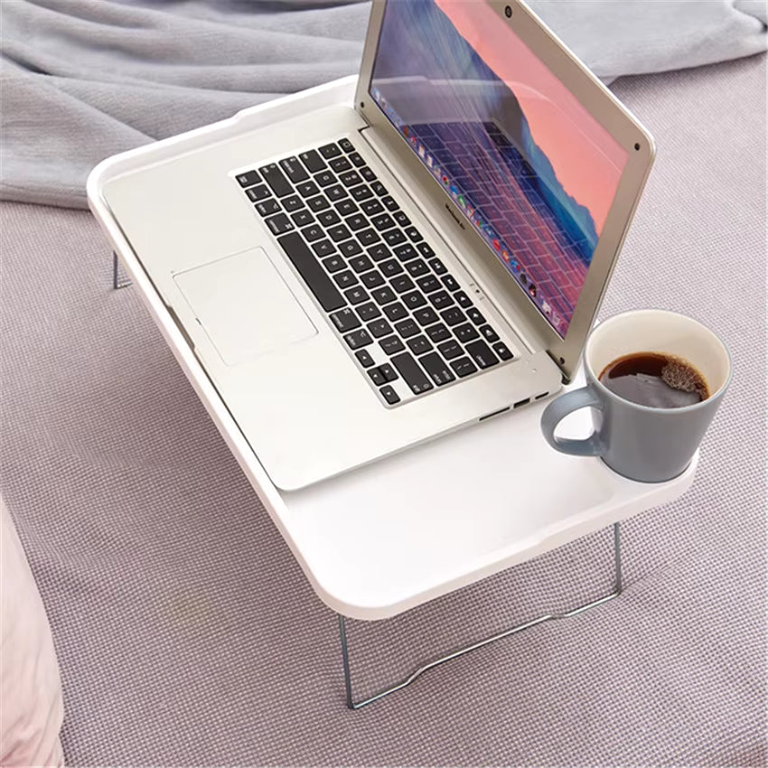 Folding Computer Desk with Cup Holder, Portable Bed Laptop Desks Creative Mobile Phone Card Slot Study Table Stand Notebook Desk