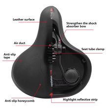 Hollow Breathable Bicycle Saddle Men Women MTB Road Bike Saddle Shock Absorbing Comfortable Big Butt Bike Seat Safety Warning