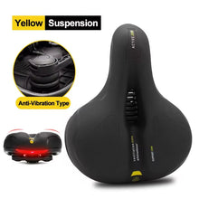 Hollow Breathable Bicycle Saddle Men Women MTB Road Bike Saddle Shock Absorbing Comfortable Big Butt Bike Seat Safety Warning