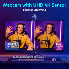 Webcam 4K Web Camera 1080P 60FPS USB Streaming  Camera with 2 Noise Reduction Mics for Gaming/Youtube/Video Calling