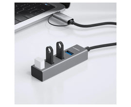 20Cm 4-Port USB 3.0 Hub W/ 2-In-1 USB 3.0 & USB-C Converter - Silver