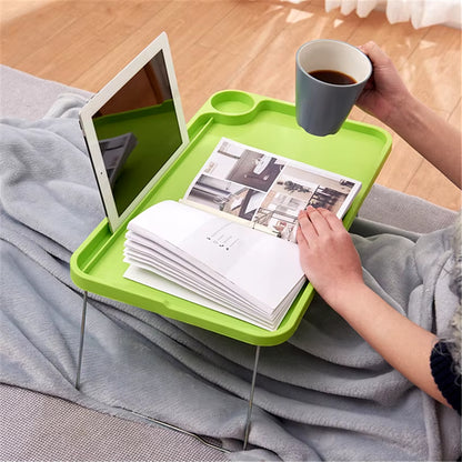 Folding Computer Desk with Cup Holder, Portable Bed Laptop Desks Creative Mobile Phone Card Slot Study Table Stand Notebook Desk
