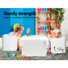 Keezi 3PCS Kids Table and Chairs Set Multifunctional Storage Desk White