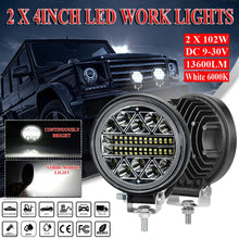 SUHU 2Pcs 4in Round Led Work Lights 13600LM LED Spot Flood Beam Driving Light Engineering Headlights Off-road LED Round Headlamp